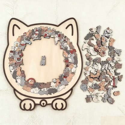 Houten katvormige puzzel van 135 stukjes