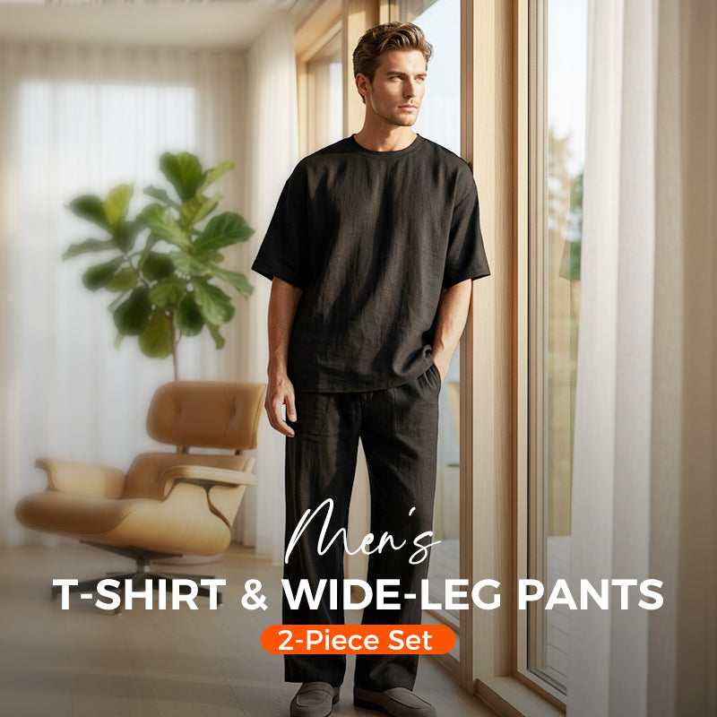 Tweedelige heren lounge set met t-shirt en broek