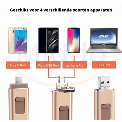 4-in-1 Flashdrive met Meerdere Aansluitingen