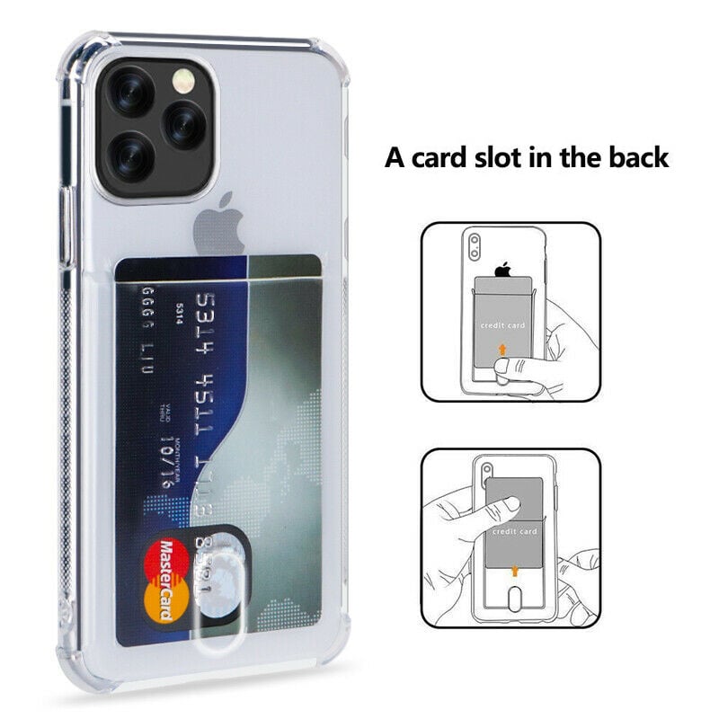Transparant TPU telefoonhoesje met pasjesvak voor iPhone 11 Pro Max