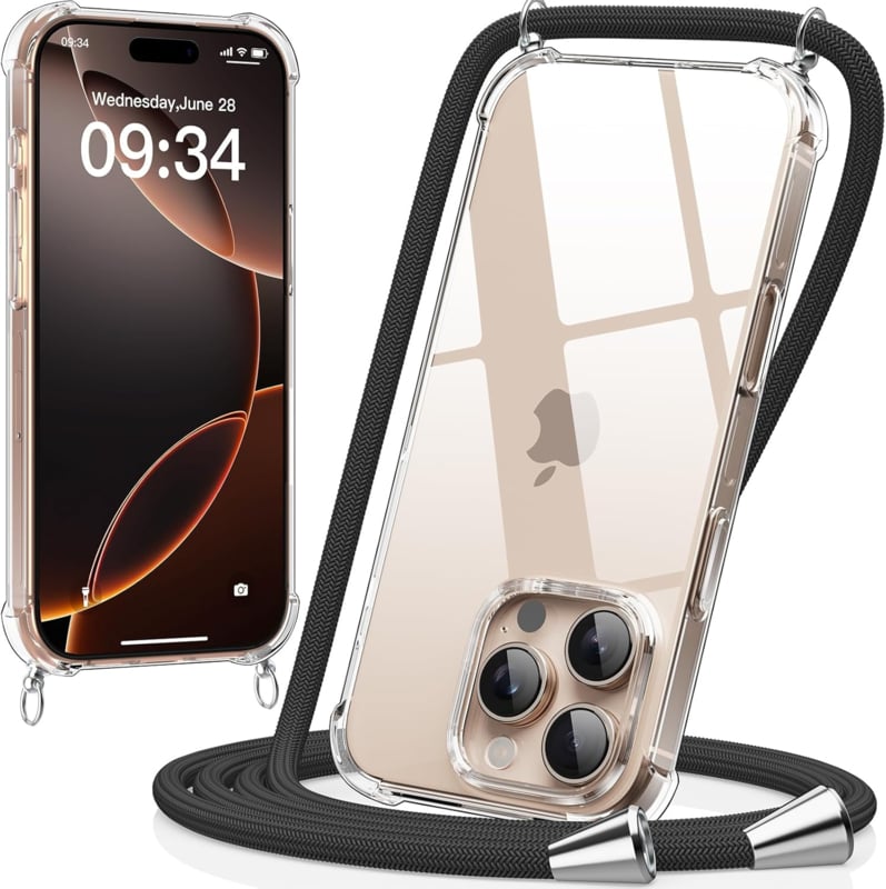 Transparant TPU Telefoonhoesje met Koord voor iPhone 16 Pro