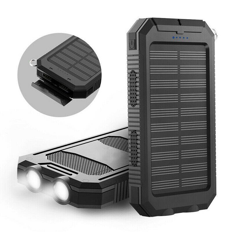 Waterdichte solar powerbank met dubbele USB en ledzaklamp