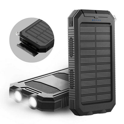 Waterdichte solar powerbank met dubbele USB en ledzaklamp
