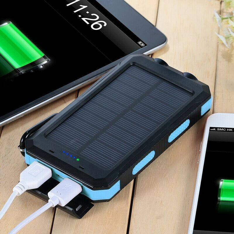 Waterdichte solar powerbank met dubbele USB en ledzaklamp