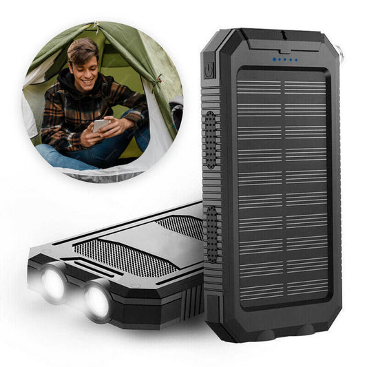 Waterdichte solar powerbank met dubbele USB en ledzaklamp
