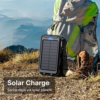 Waterdichte solar powerbank met dubbele USB en ledzaklamp