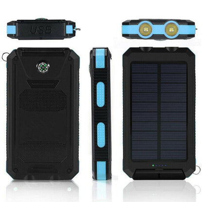 Waterdichte solar powerbank met dubbele USB en ledzaklamp
