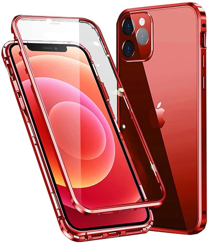 Magnetisch telefoonhoesje met dubbelzijdig glas voor iPhone 13 Pro Max