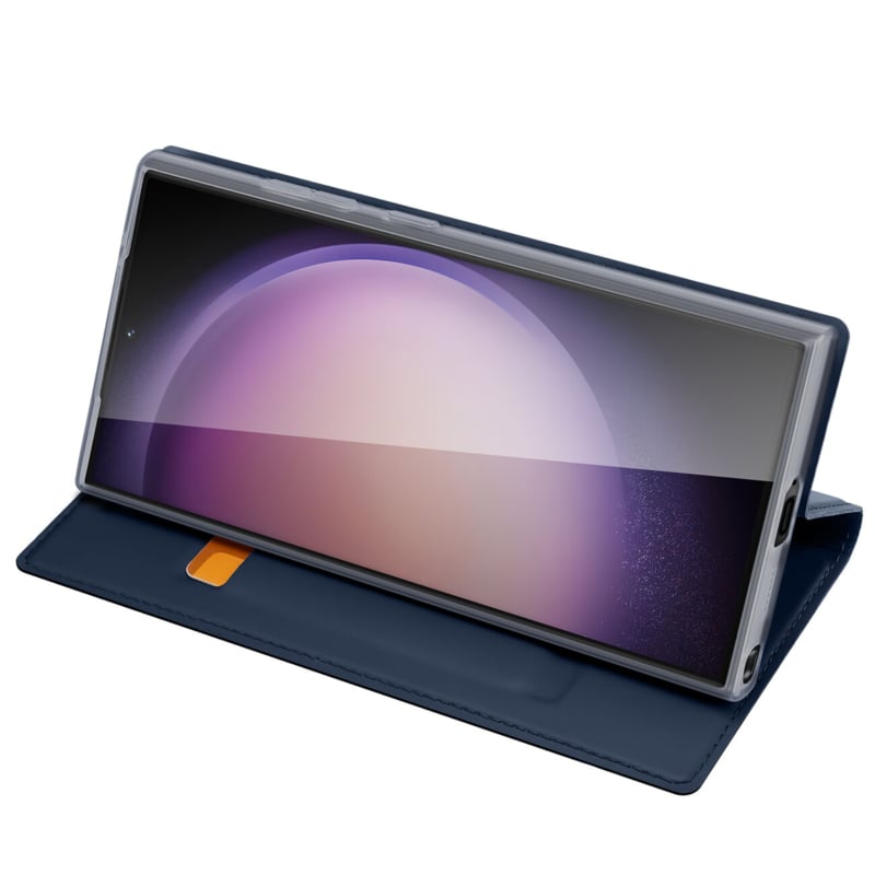 Leren Flip Hoesje Met Pasjeshouder voor Galaxy S24 Ultra Blauw