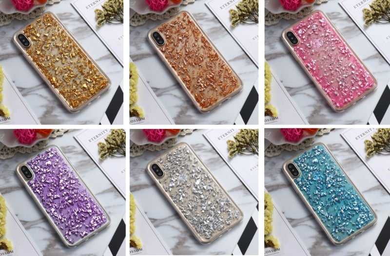 Transparant TPU glitterhoesje voor iPhone X en Xs