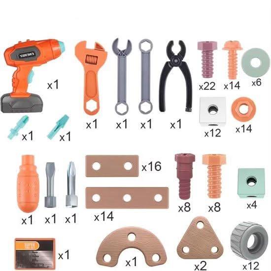 Creatieve constructiespeelgoed set met elektrische schroevendraaier en koffer