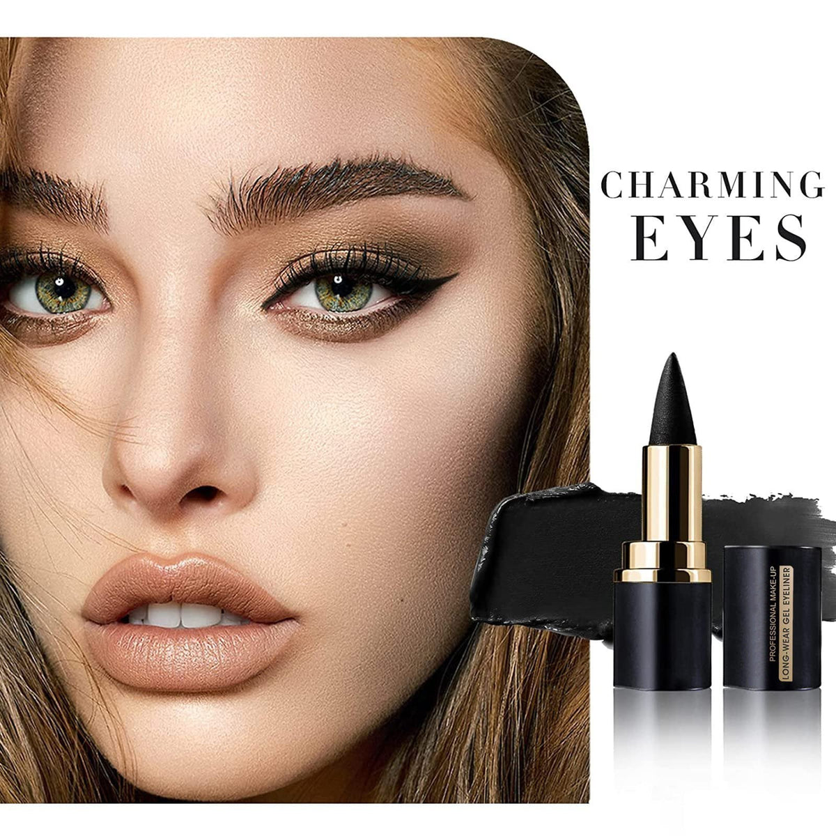 Matte sneldrogende eyeliner met lippenstiftvormig ontwerp
