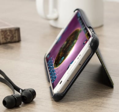 Leren backcover telefoonhoesje met pasjesvakje voor Samsung Galaxy S7 Edge