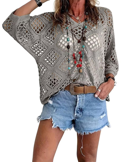 Boho Gehaakte Top voor Dames met V-Hals
