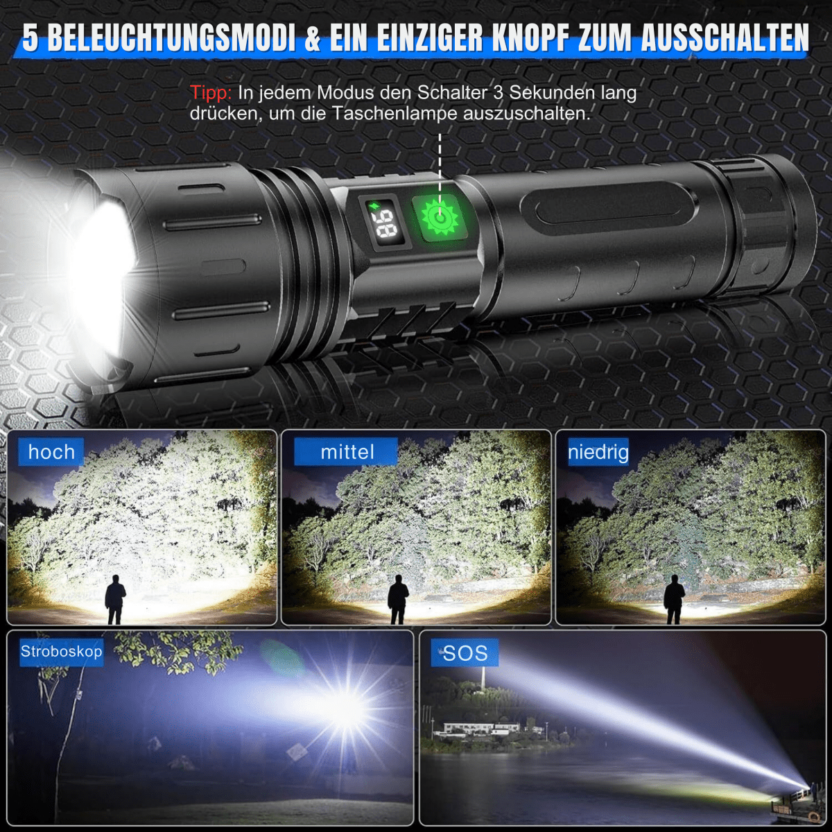 Oplaadbare led zaklamp met powerbankfunctie