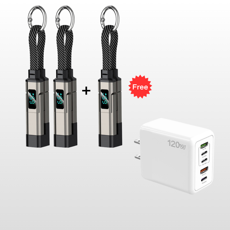 Universele 4-in-1 oplaadkabel met digitaal display