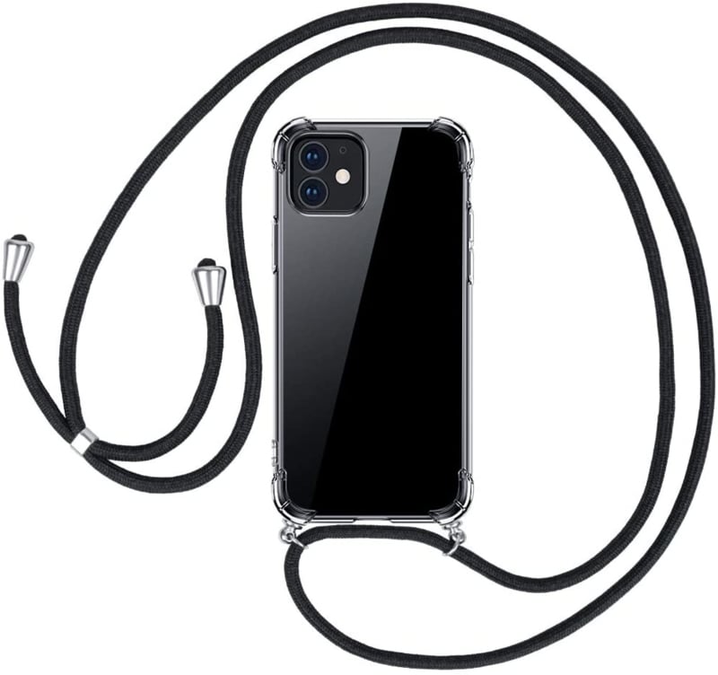 Transparant TPU telefoonhoesje met verstelbaar draagkoord voor iPhone