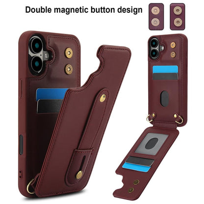 iPhone 16 hoesje met pasjeshouder en draagkoord