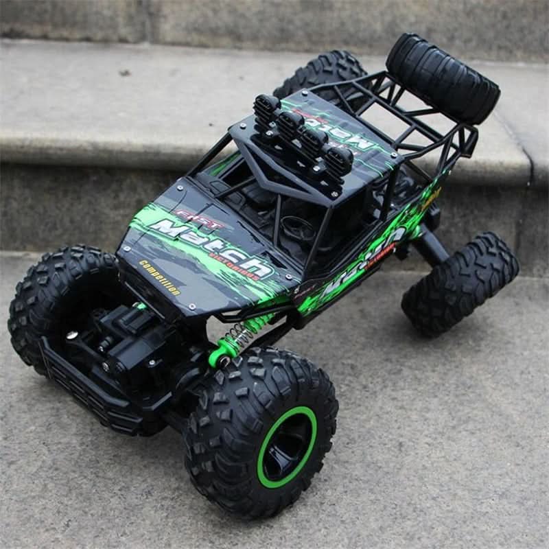 Op afstand bestuurbare 4x4 monstertruck met off-road banden