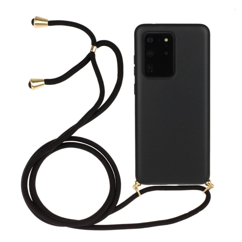 Galaxy S20 Ultra Crossbody TPU Hoesje met Verstelbaar Koord Zwart