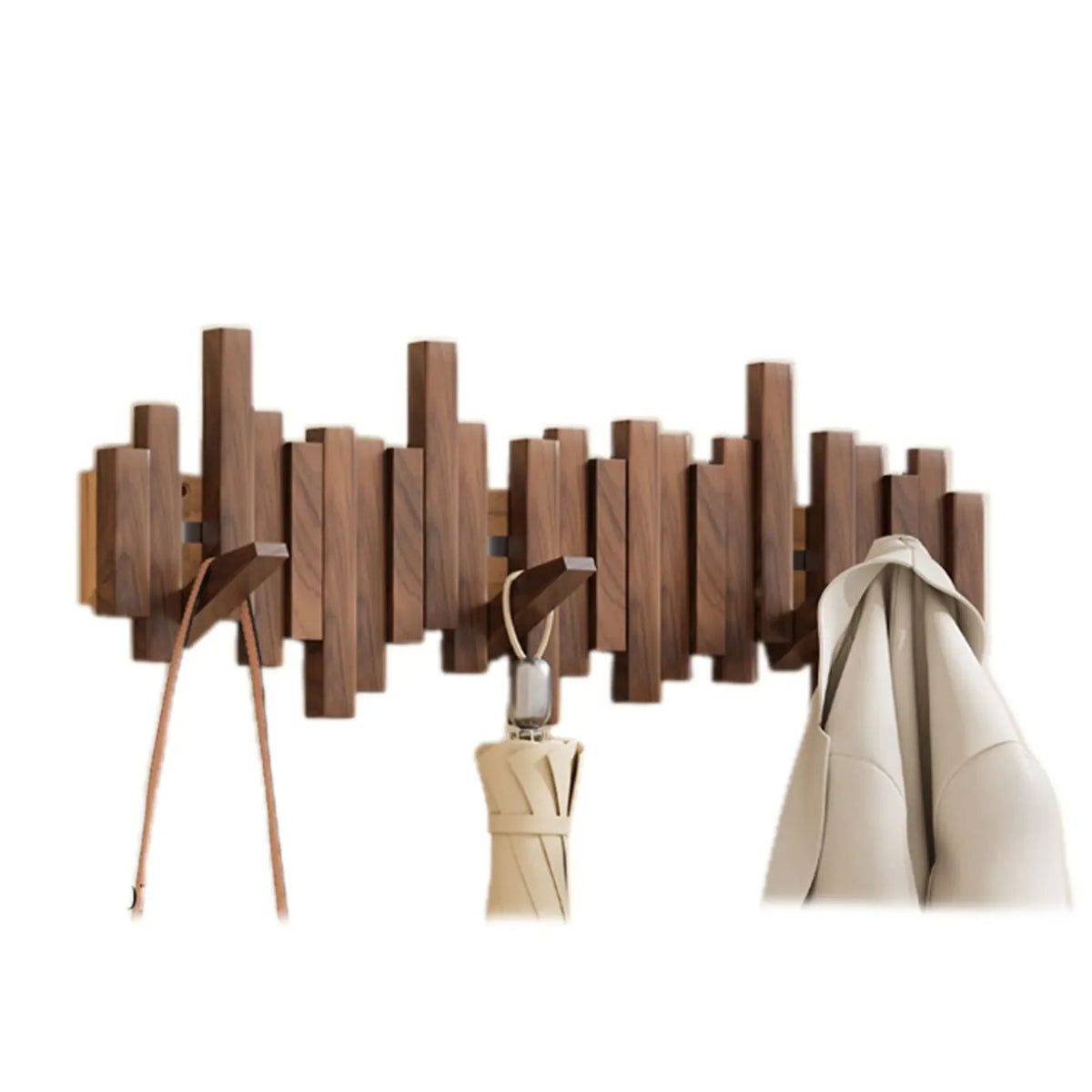Houten wandkapstok met opklapbare magnetische haken