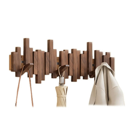 Houten wandkapstok met opklapbare magnetische haken
