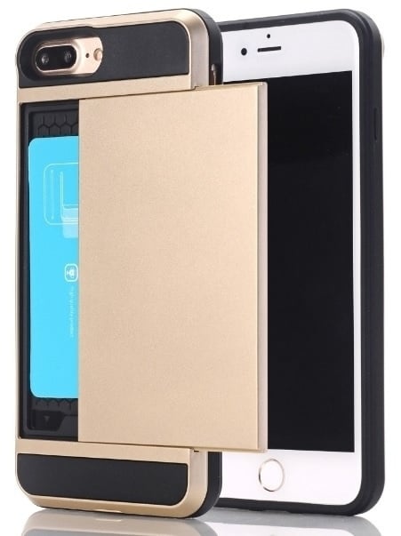 Slide armor telefoonhoesje met pashouder voor iPhone 7 Plus en 8 Plus