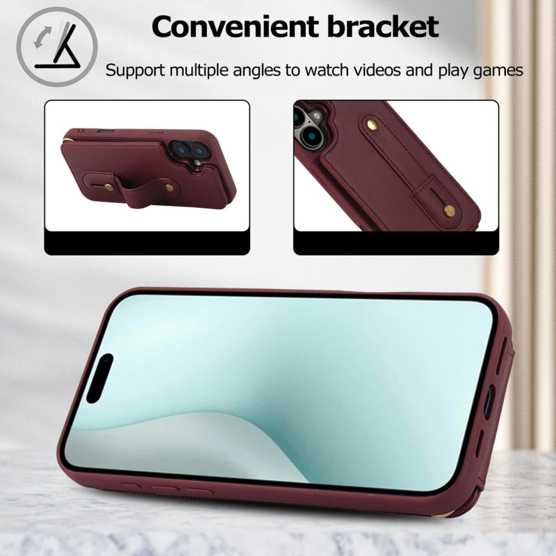 iPhone 16 Plus Hoesje met Pasjeshouder en Draagkoord