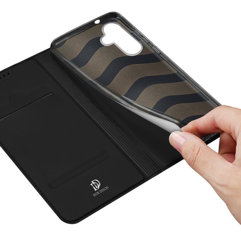 Leren flip case met pasjeshouder voor Galaxy S24 zwart