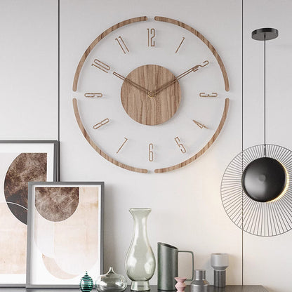 Houten Wandklok met Stil Uurwerk
