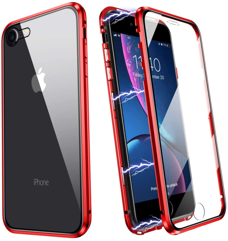 Magnetisch telefoonhoesje voor iPhone 7 / 8 / SE met dubbelzijdig glas