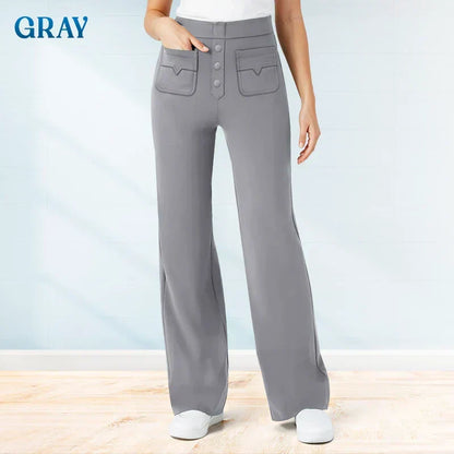 Comfortabele elastische casual damesbroek met hoge taille