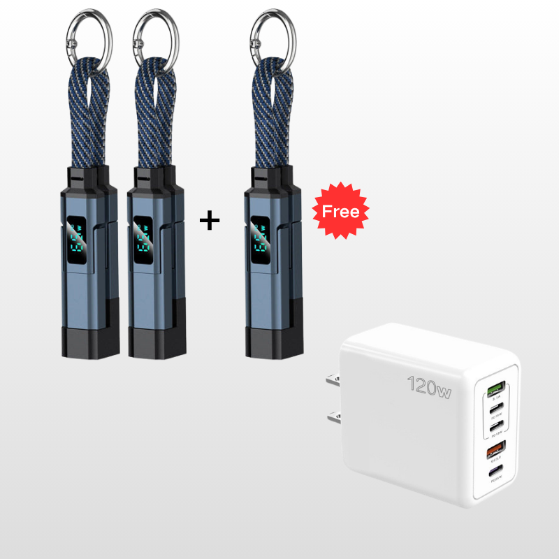 Universele 4-in-1 oplaadkabel met digitaal display