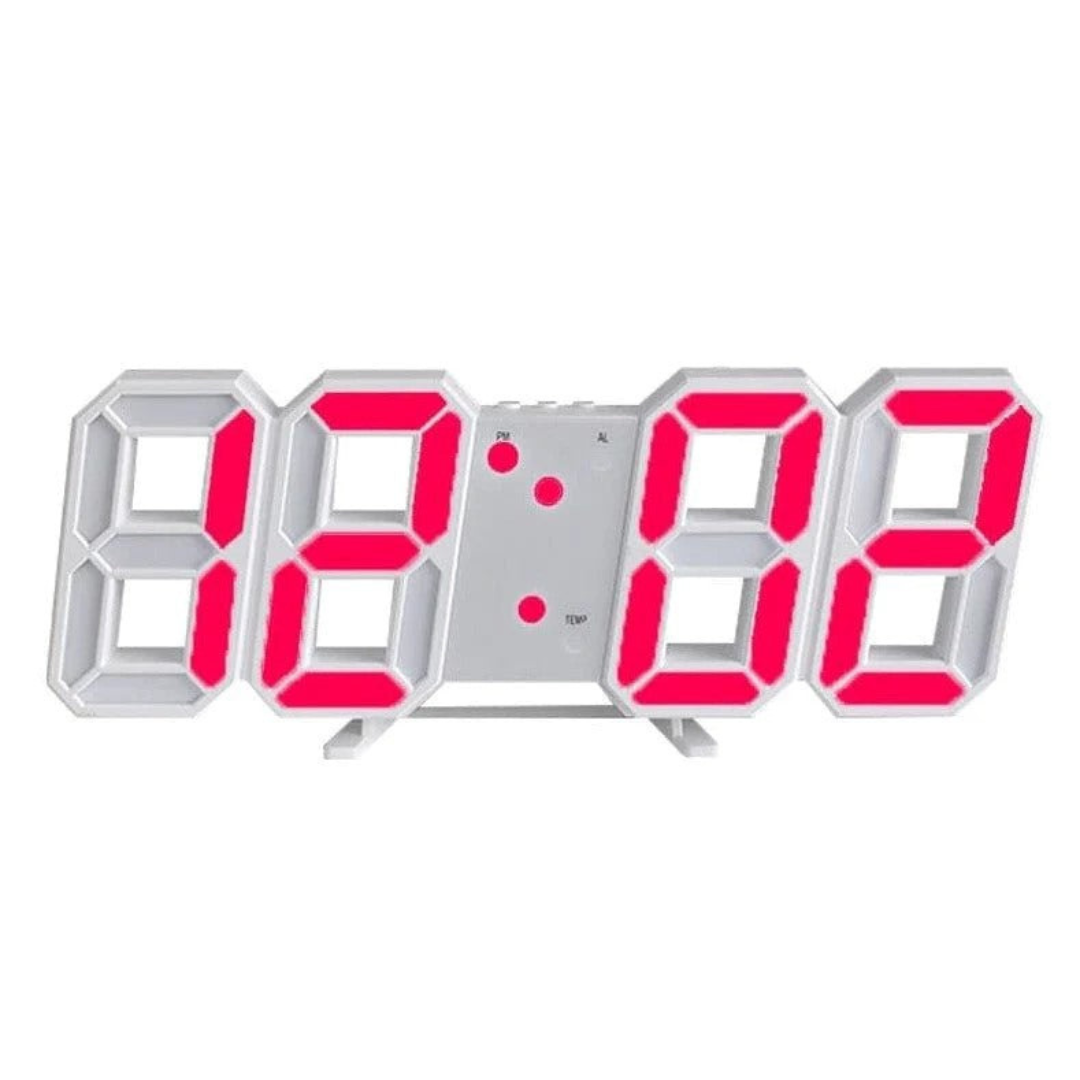Digitale 3D LED wandklok met instelbare verlichting