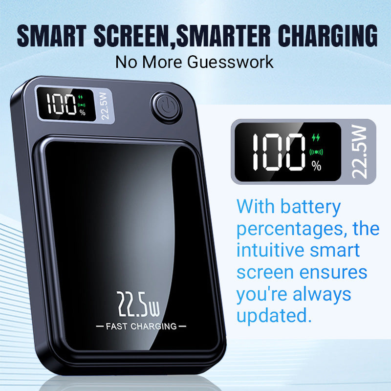 Magnetische draadloze snellader powerbank met led-display