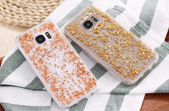 TPU glitterhoesje met bladgoud look voor Galaxy S7