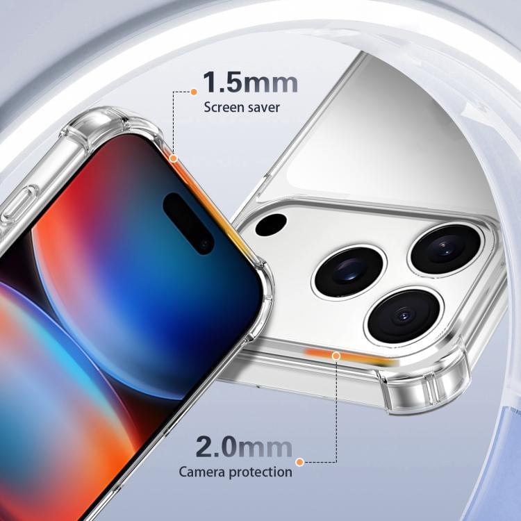 Transparant TPU telefoonhoesje met schokbestendige luchtkussens voor iPhone 17 Pro Max