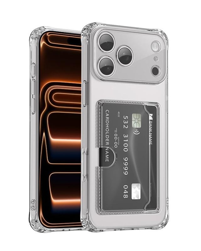 Transparant TPU telefoonhoesje met pasjesvak voor iPhone 17 Pro