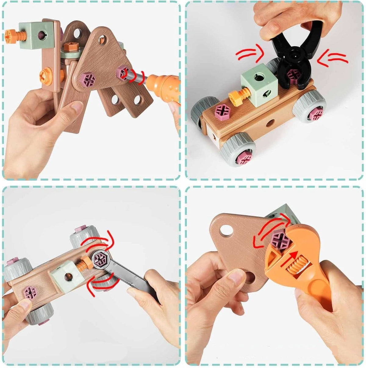 Creatieve constructiespeelgoed set met elektrische schroevendraaier en koffer