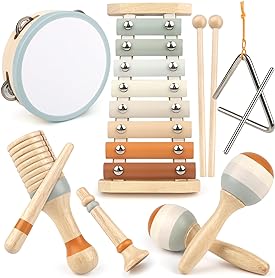 Houten Muziekset voor Peuters met Xylofoon en Trommel