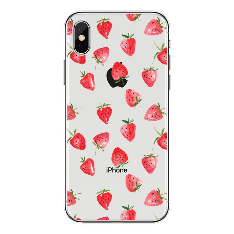 Flexibel TPU hoesje voor iPhone Xs Max met aardbeienprint