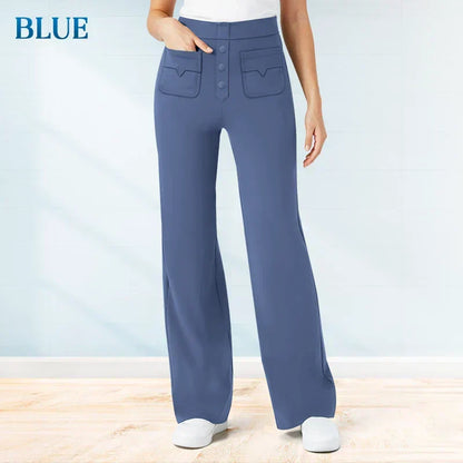 Comfortabele elastische casual damesbroek met hoge taille