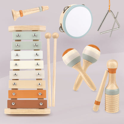 Houten Muziekset voor Peuters met Xylofoon en Trommel