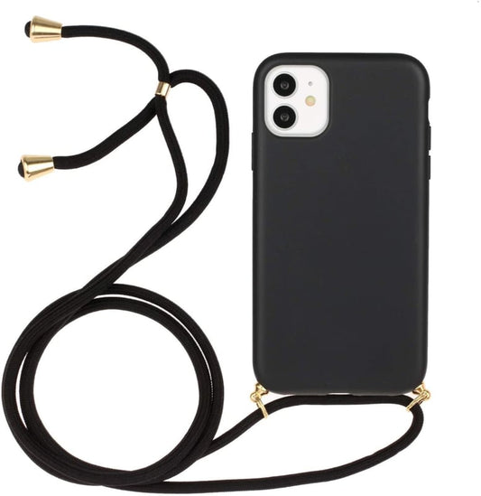 iPhone 13 Crossbody TPU Hoesje met Verstelbaar Koord Zwart