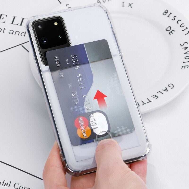 Transparant TPU telefoonhoesje met pasjesvakje voor Galaxy S21 Ultra
