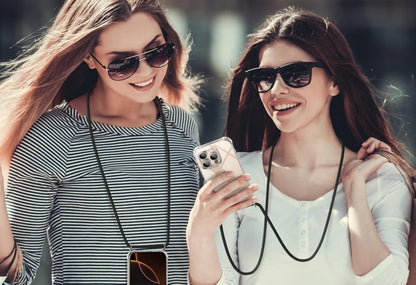 Transparant TPU telefoonhoesje met verstelbaar koord voor iPhone 16 Pro Max