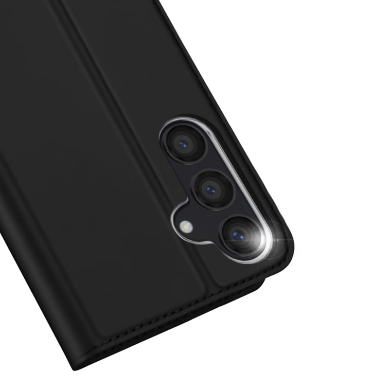 Leren flip case met pasjeshouder voor Galaxy S24 zwart