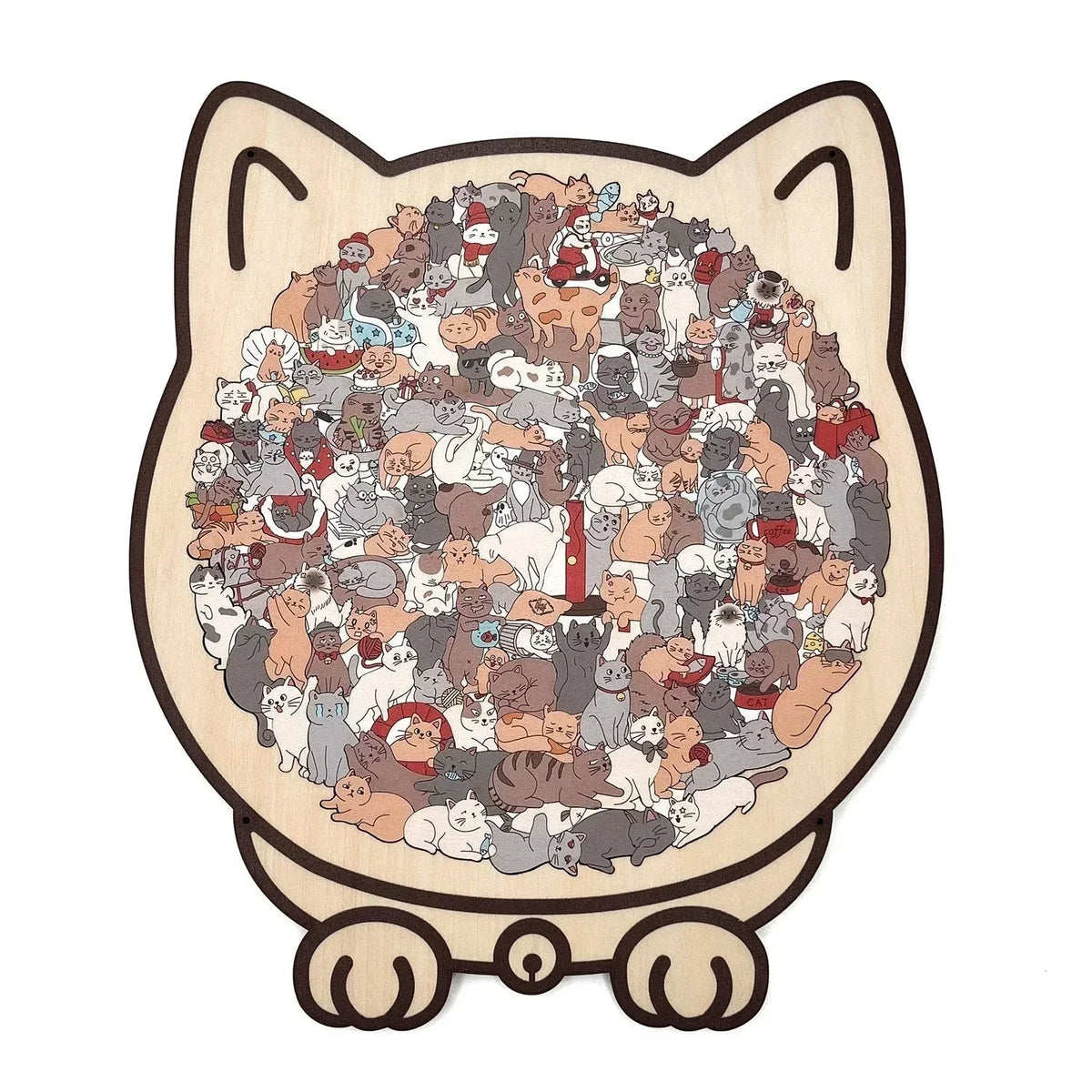 Houten katvormige puzzel van 135 stukjes