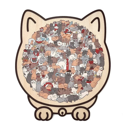 Houten katvormige puzzel van 135 stukjes