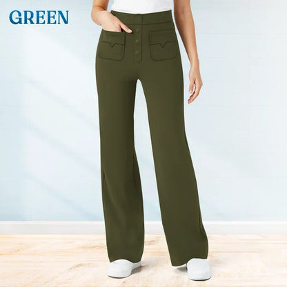 Comfortabele elastische casual damesbroek met hoge taille